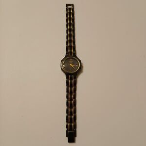 Pulsar Solar Women Watch Stainless Black Gold Steel Water Resistant Date Quartz